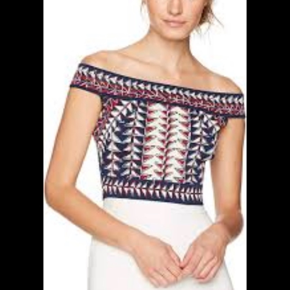 BCBG MaxAzria Kayaan Off Shoulder Crop Top